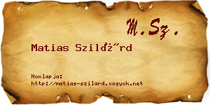 Matias Szilárd névjegykártya
